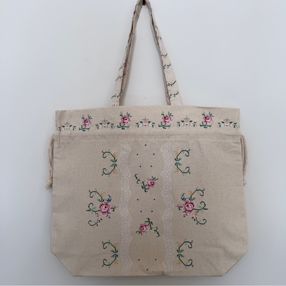 Sézane x Sea New York Floral Embroidered Cream Tote Bag - Picture 6 of 9